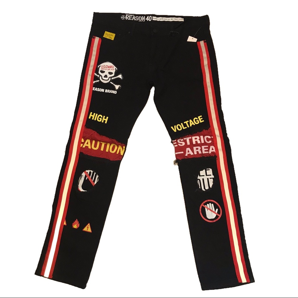 Men’s “Restricted” jeans. Sizes 34, 36, 38, and 40.